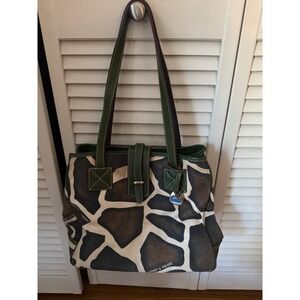 Dooney & Bourke Green Brown Cream Giraffe Print Shoulder Bag
